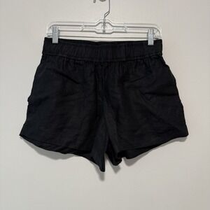 AYR Black Linen Pull-On Shorts Size Small